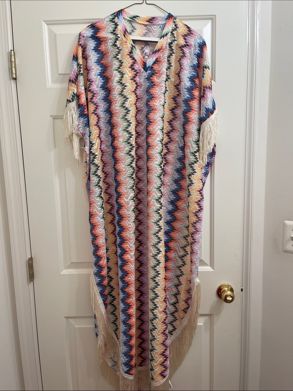 Multi-Color Zigzag Fringe Kimono/Kaftan
